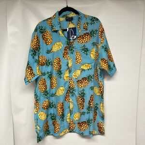 Tropical Pineapple Print Casual Shirt